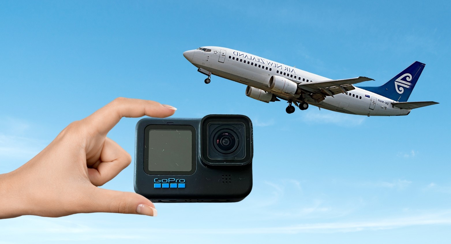 GoPro mee in vliegtuig