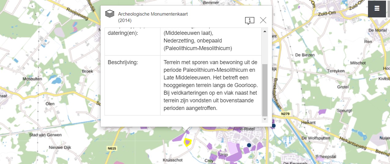 Archeologie in Nederland kaart met verklaring